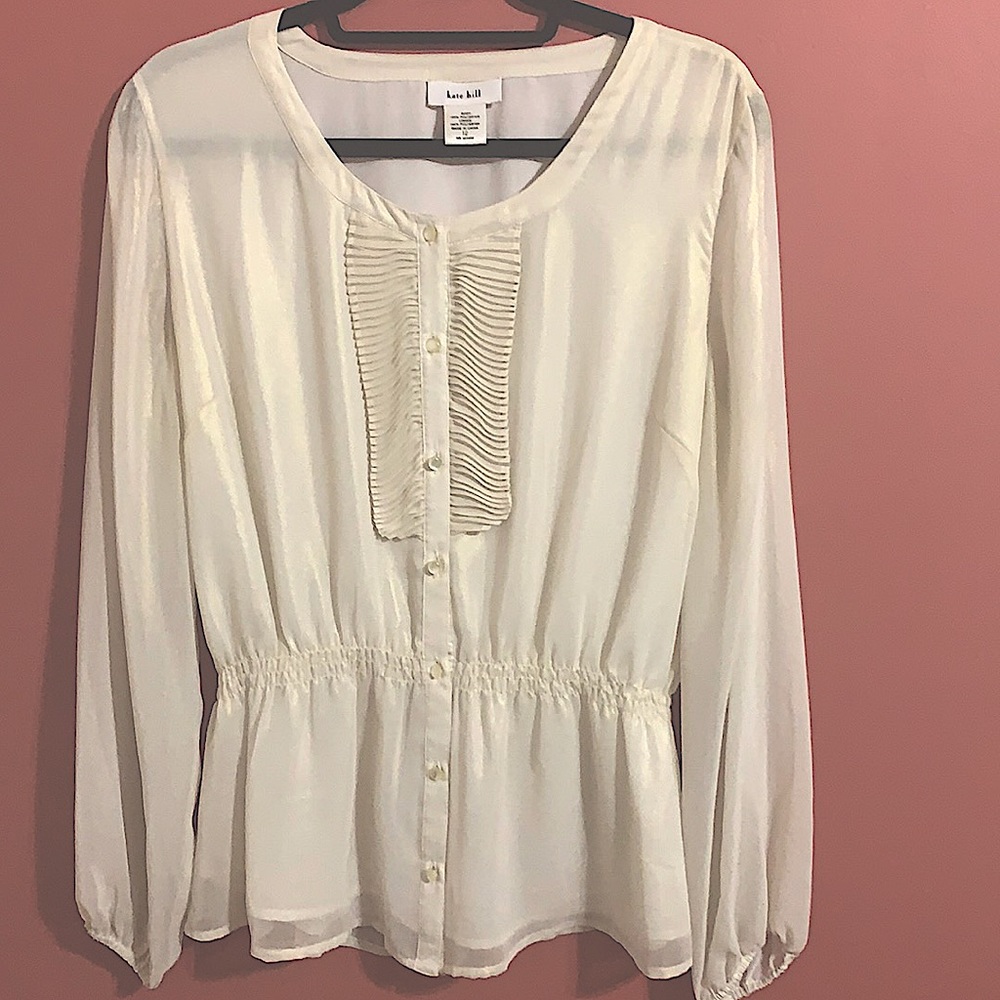 Pearl White Button Down Blouse